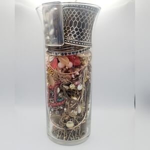 1 Kg Tangled Unsorted Jewelry In Tall Glass Vase | Mixed CRAFT Jewellery Jar